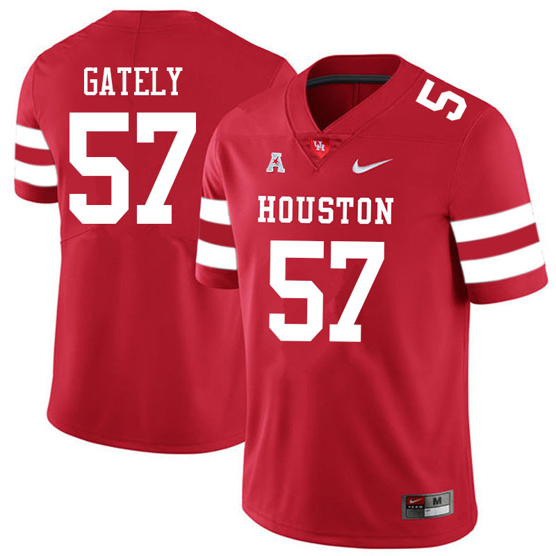 Men #57 Gavin Gately Houston Cougars College Football Jerseys Sale-Red